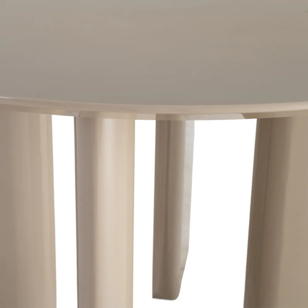 Masă de dining rotundă taupe din MDF cu finisaj lucios [5]