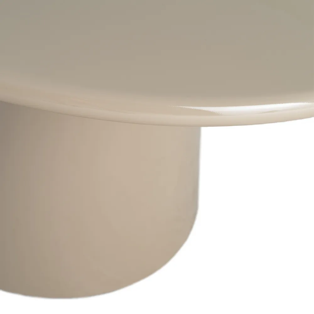 Masă de dining rotundă taupe din MDF cu picior conic și finisaj lucios [9]