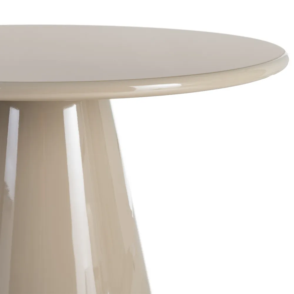 Masă de dining rotundă taupe din MDF cu picior conic și finisaj lucios [8]