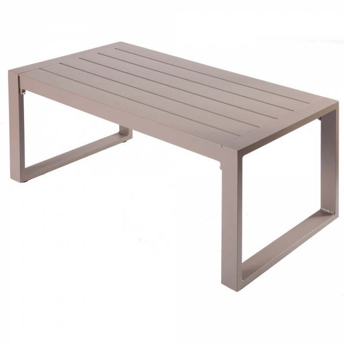 masă IO bej – dreptunghiulară, aluminiu exterior, design minimalist [1]