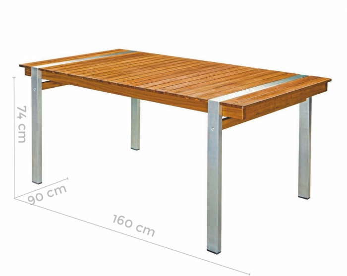 Masă Norah 160 cm lemn acacia si otel inoxidabil [2]