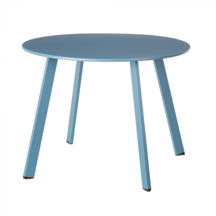 masă MARZIA 70 cm – oțel rotund, albastru pastel, exterior [1]