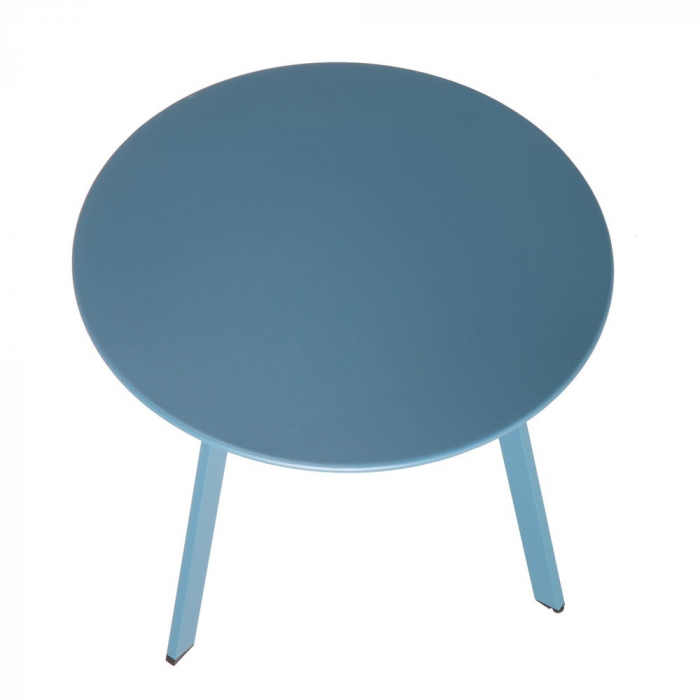 masă MARZIA 70 cm – oțel rotund, albastru pastel, exterior [3]