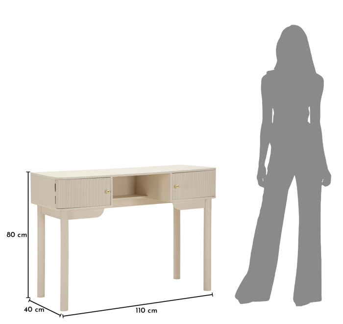 Masă de toaletă albă din lemn de pin și MDF cu două uși texturate design modern [9]