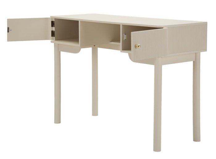 Masă de toaletă albă din lemn de pin și MDF cu două uși texturate design modern [3]