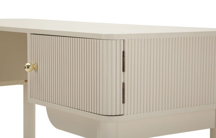 Masă de toaletă albă din lemn de pin și MDF cu două uși texturate design modern [7]