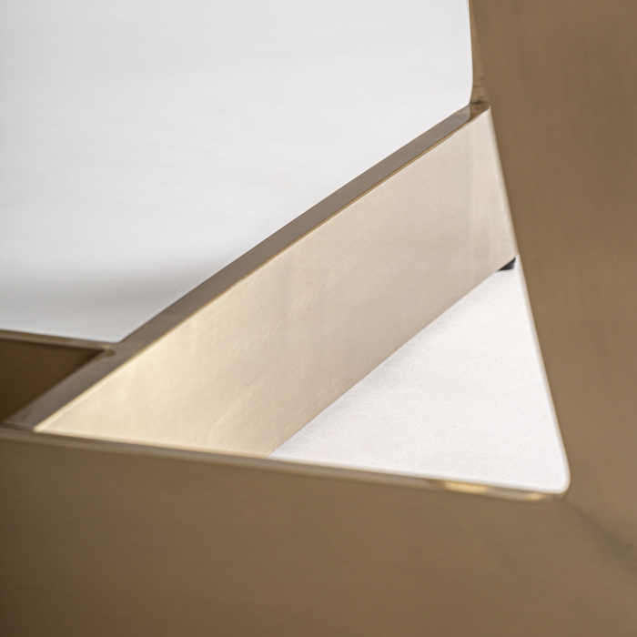 Masa dining art deco cu blat portelanat alb marmorat si otel cu finisaj auriu Jussey 220x100x76 cm [7]