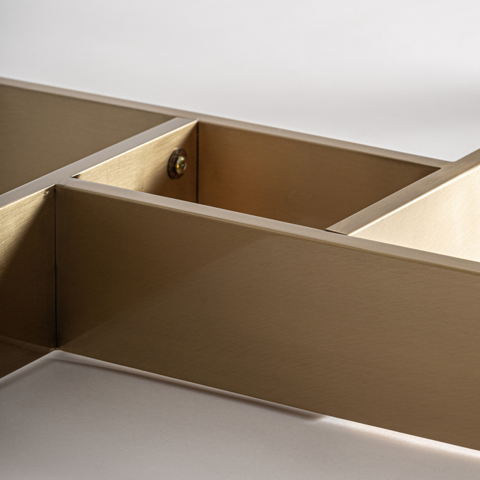 Masa dining art deco cu blat portelanat alb marmorat si otel cu finisaj auriu Jussey 220x100x76 cm [6]