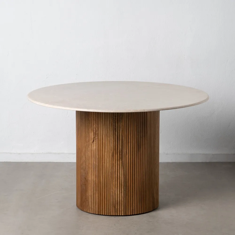 Masa dining Comedor, marmura lemn mango, bej - CreativDeco.ro [2]