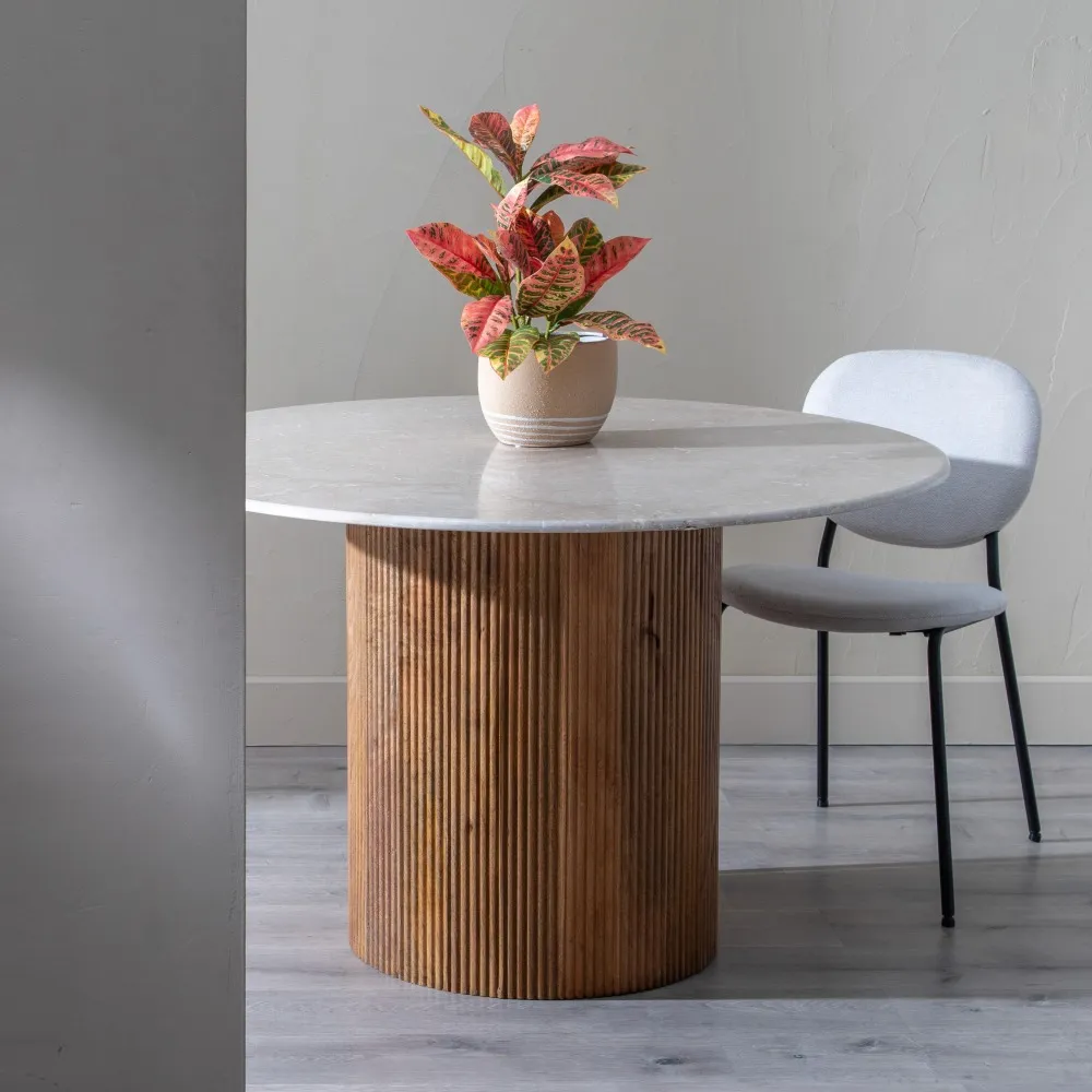 Masa dining Comedor, marmura lemn mango, bej - CreativDeco.ro [3]