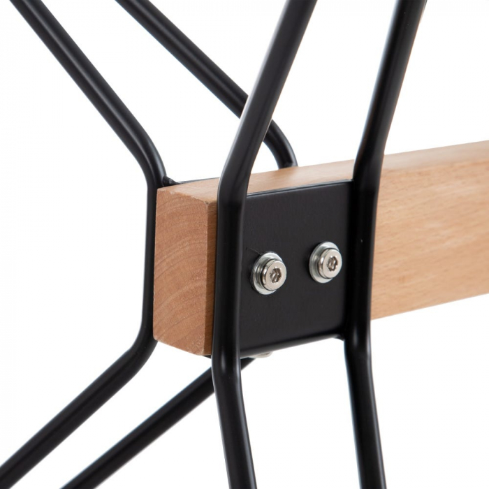 Masă dining sticlă și metal cu bară din lemn de fag [4]