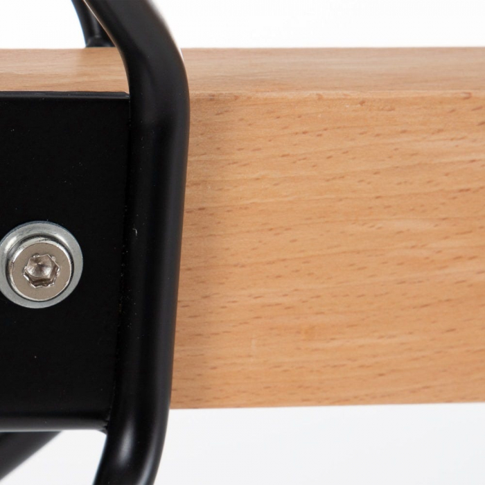 Masă dining sticlă și metal cu bară din lemn de fag [5]