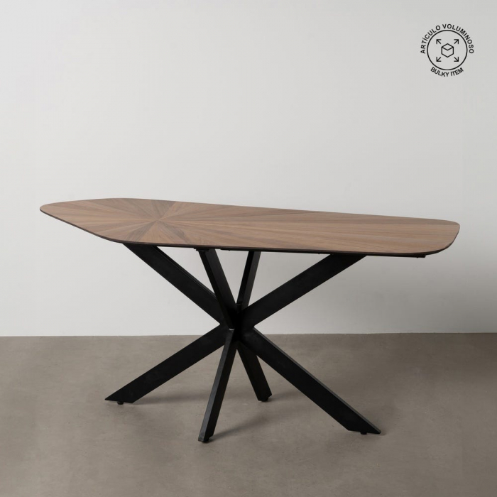 Masă MDF finisaj natur cu bază metalică geometrică [1]