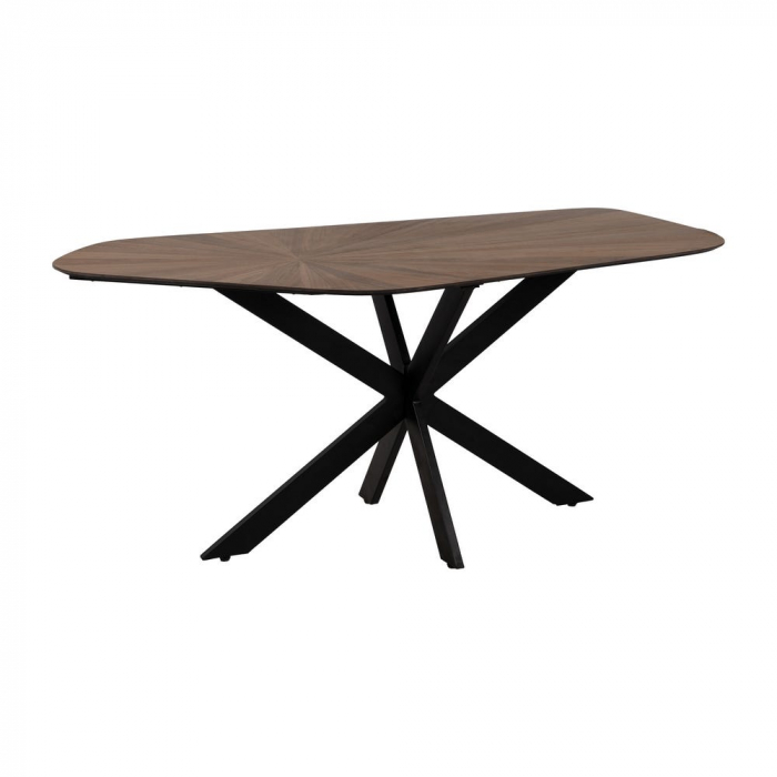 Masă MDF finisaj natur cu bază metalică geometrică [2]