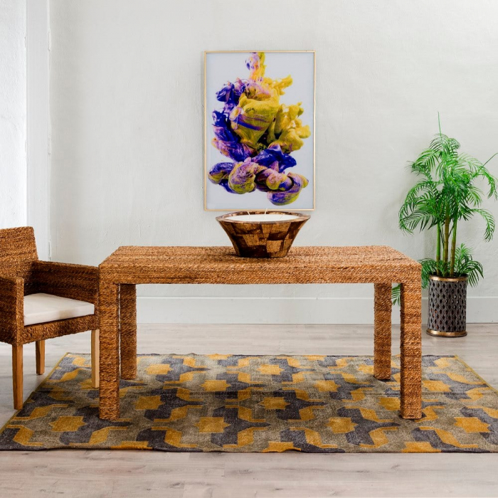 Masă 150 cm din fibre naturale împletite manual [2]