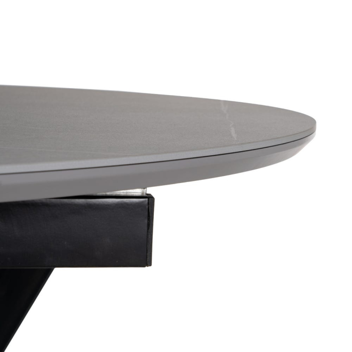 Masă dining extensibilă rotundă cu blat ceramic gri [12]