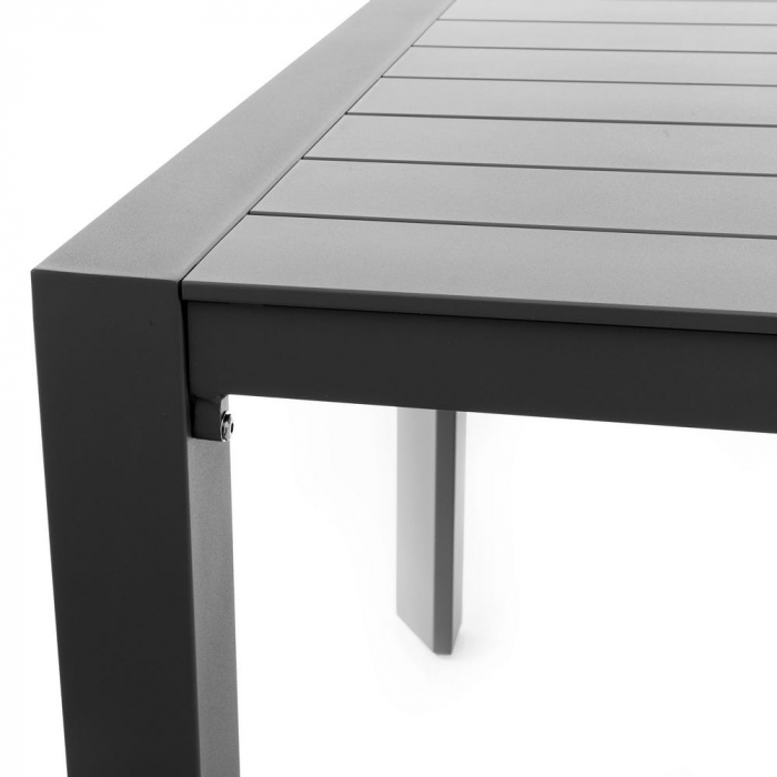 Masă IO grafit 180 cm – aluminiu cu lamele, vedere laterală [5]