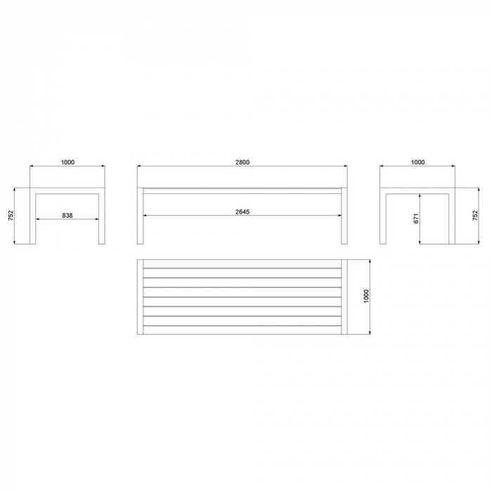 Masă IO 280 antracit – aluminiu vopsit, vedere laterală [7]