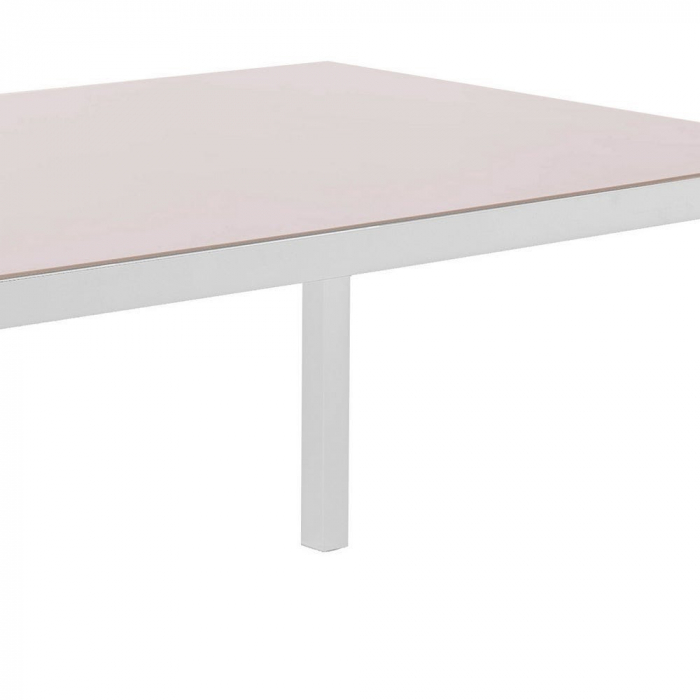 Masă Thais albă – 150 cm, vedere frontală cu blat de sticlă [3]