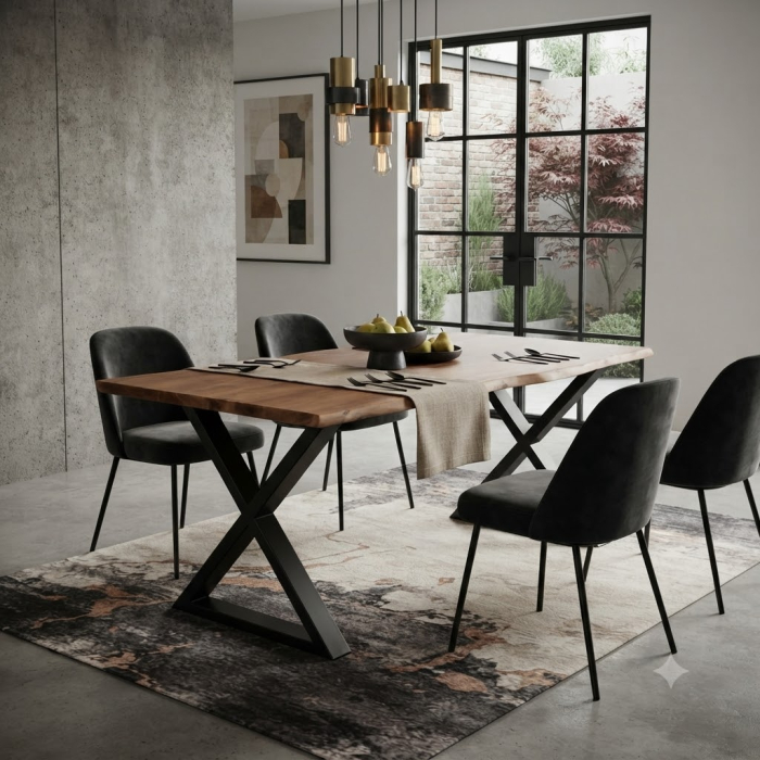Masă dining lemn acacia Mingle Table cu finisaj nuc [2]