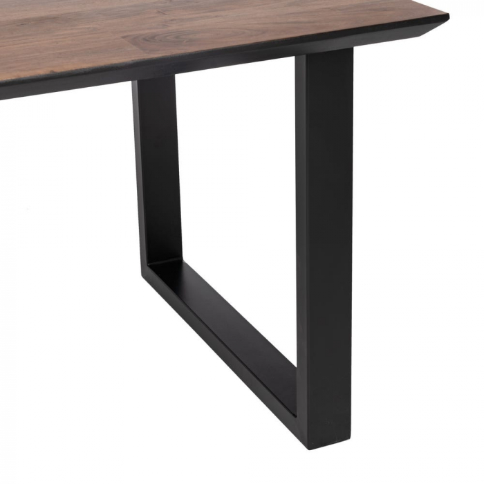 Masă dining din lemn de acacia cu picioare metalice negre [4]