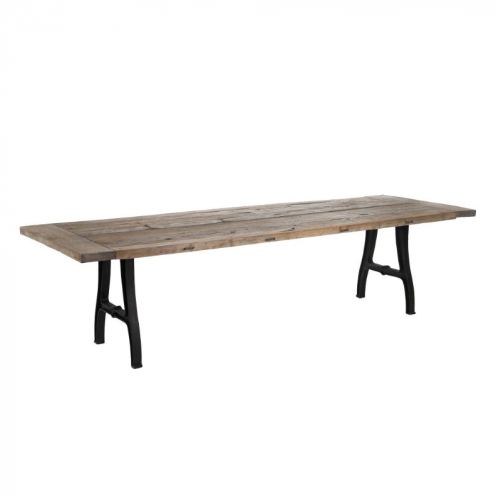 Masă 300 cm lemn reciclat cu structură metalică industrială [2]