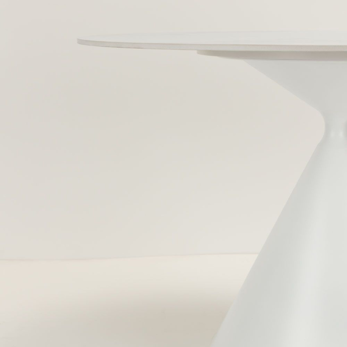 Masă dining rotundă ceramică albă marmură crem Atrium – design sculptural [5]