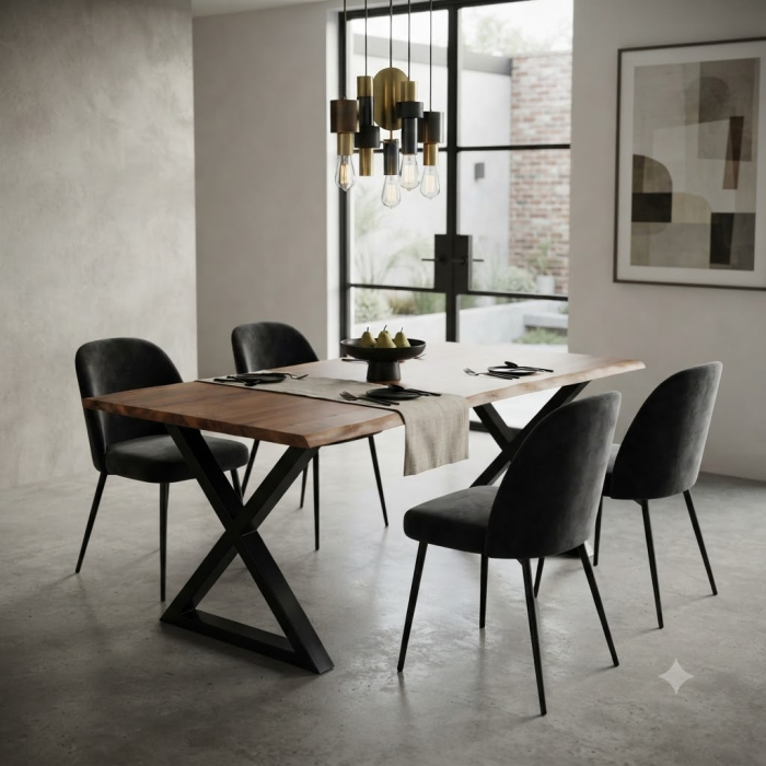 Masă dining Mingle Table lemn masiv și picioare metalice [2]