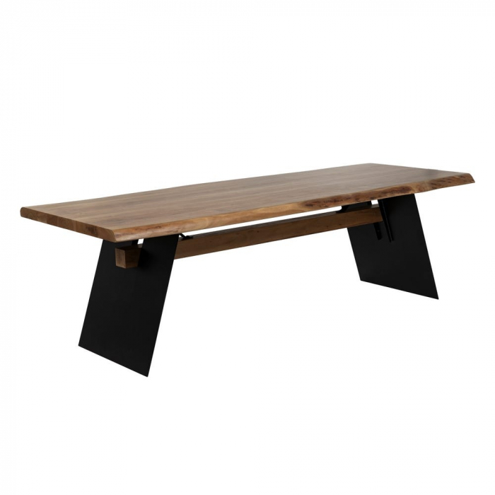 Masă dining 260 cm acacia natur & picioare metalice negre [2]
