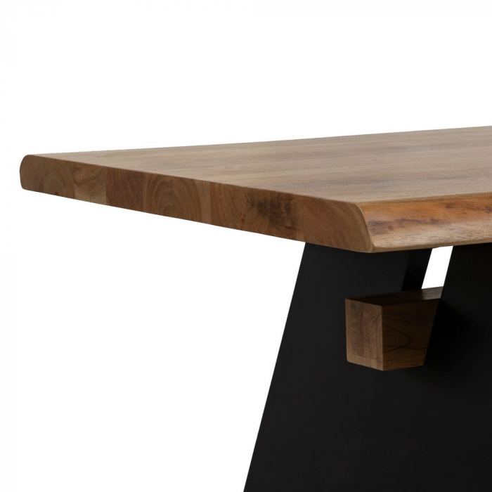 Masă dining 260 cm acacia natur & picioare metalice negre [6]