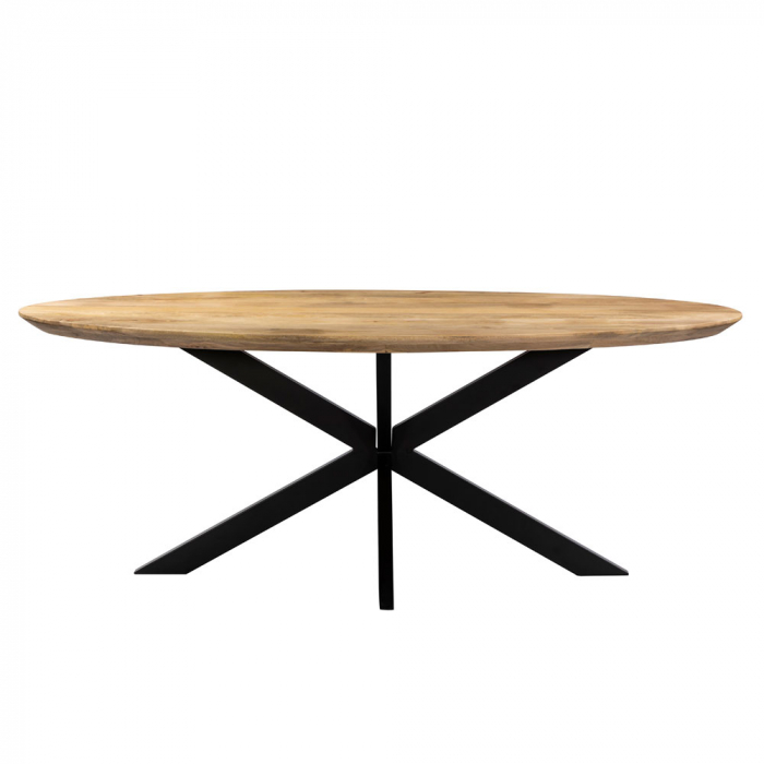 Masă dining Skorpio ovală mango și metal negru [4]