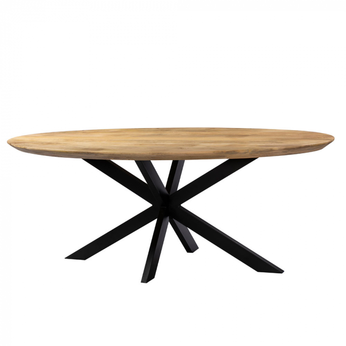 Masă dining Skorpio ovală mango și metal negru [1]