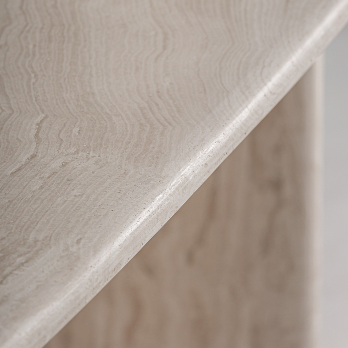 Masă de dining ovală din travertin alb spart [7]