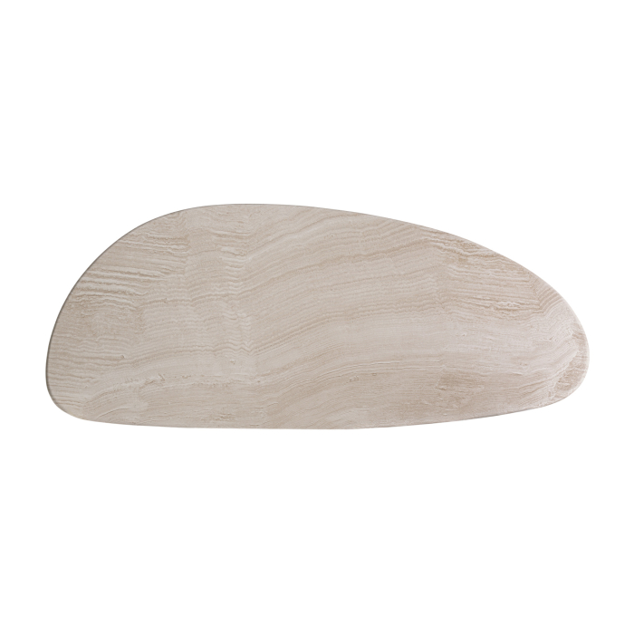 Masă de dining ovală din travertin alb spart [10]