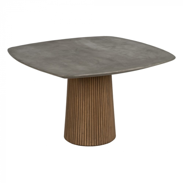 Masă dining pătrată microciment & stejar – design sculptural [2]