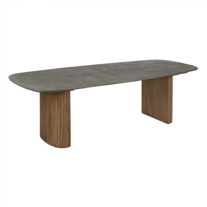 Masă dining 240 cm microciment & stejar – design contemporan [2]