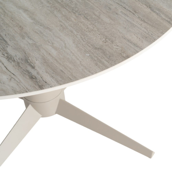 Masă dining rotundă ceramică gri cu efect de travertin [4]