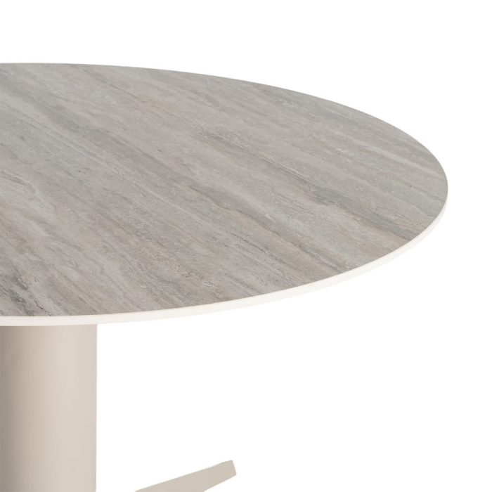 Masă dining rotundă ceramică gri cu efect de travertin [2]