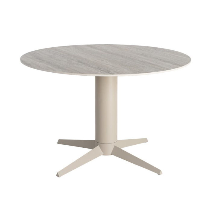 Masă dining rotundă ceramică gri cu efect de travertin [10]