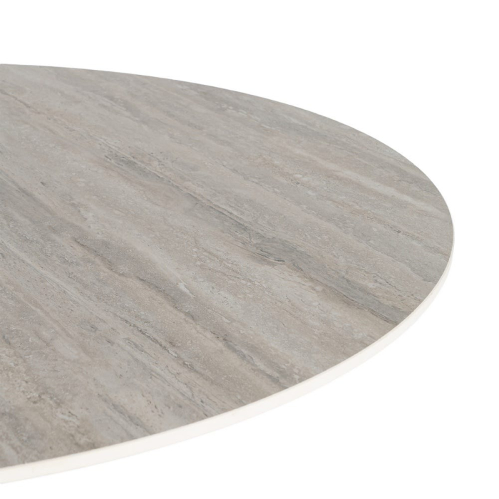 Masă dining rotundă ceramică gri cu efect de travertin [3]