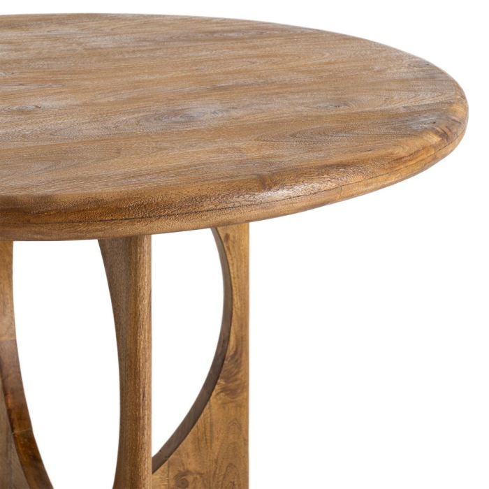 Masă de dining rotundă din lemn de mango cu bază decorativă [3]