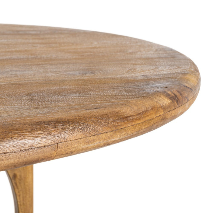 Masă de dining rotundă din lemn de mango cu bază decorativă [6]