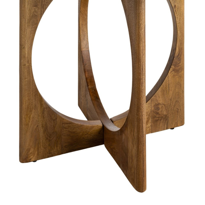 Masă de dining rotundă din lemn de mango cu bază decorativă [8]