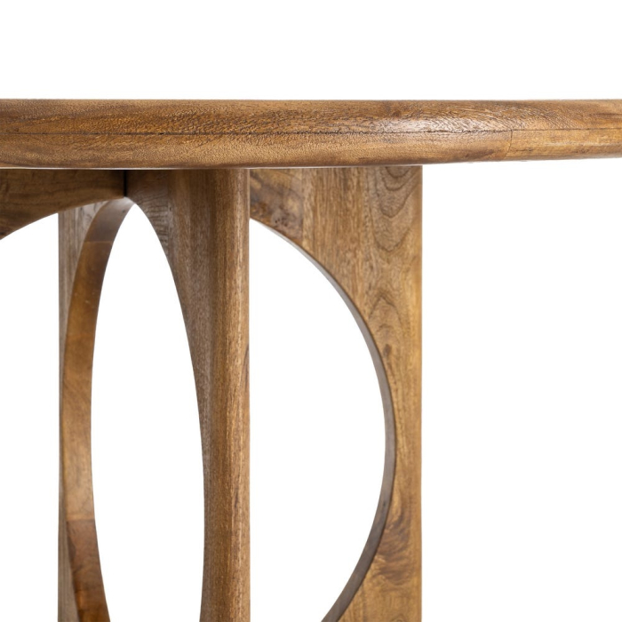 Masă de dining rotundă din lemn de mango cu bază decorativă [4]