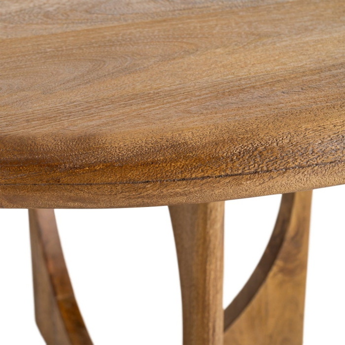 Masă de dining rotundă din lemn de mango cu bază decorativă [5]