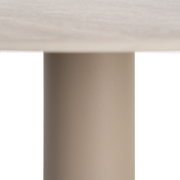 Masă dining rotundă ceramică bej cu efect de travertin [5]