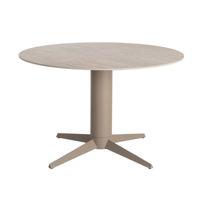Masă dining rotundă ceramică bej cu efect de travertin [10]