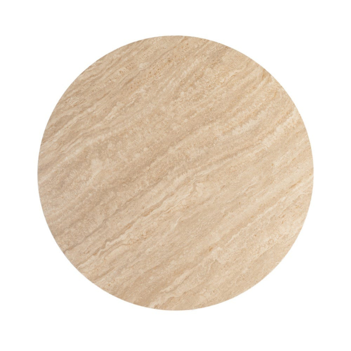 Masă dining rotundă ceramică bej cu efect de travertin [9]