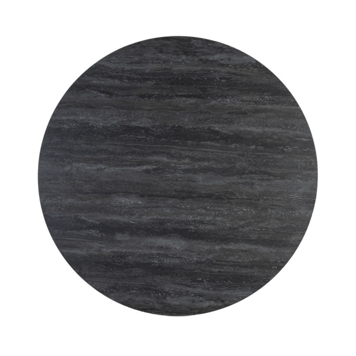 Masă dining rotundă ceramică neagră cu efect de travertin [9]