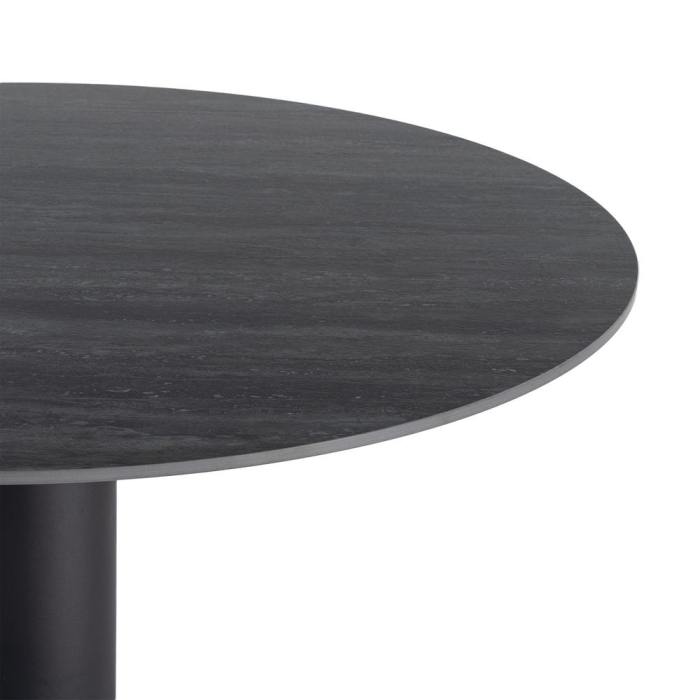 Masă dining rotundă ceramică neagră cu efect de travertin [2]